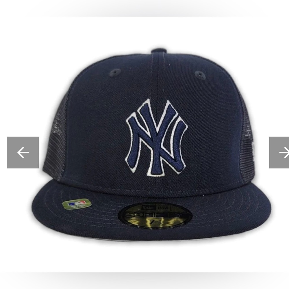 Navy Blue Mesh New York Yankees Gray Bottom New Era 59FIFTY Fitted - Picture 4 of 7